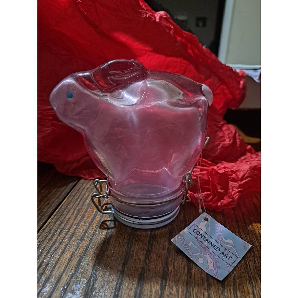 New Contained Art Rabbit Bunny Air Tight Container 420 Herb Art Glass Stash Box